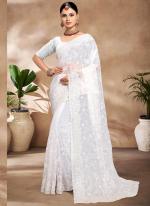 Jimmy Choo Silk White Wedding Wear Embroidery Work Saree